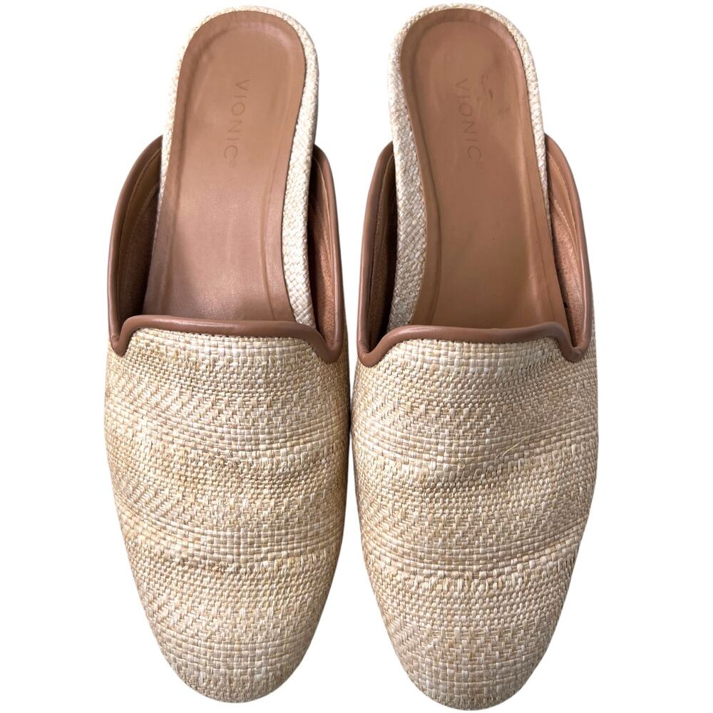 VIONIC Willa Flat Mule in Natural Raffia Tan Woven Loafers Comfort Women's 9.5 - Picture 6 of 11